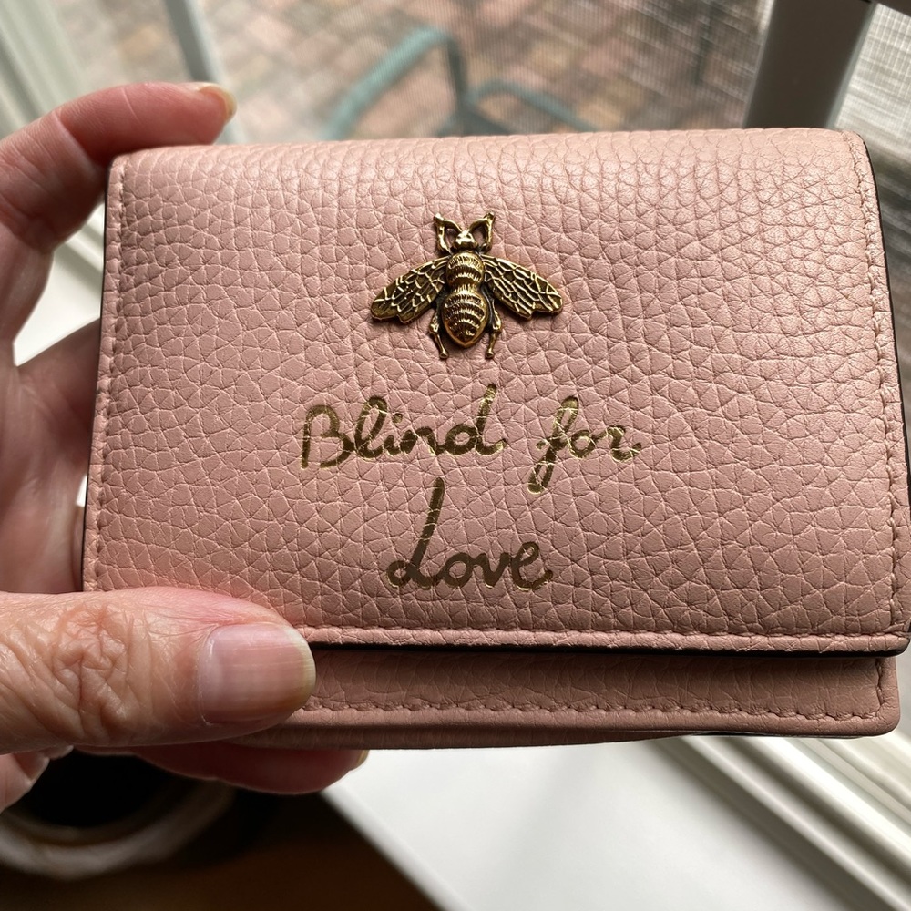 Beautiful Authentic Leather Gucci Blind for Love Compact Wallet